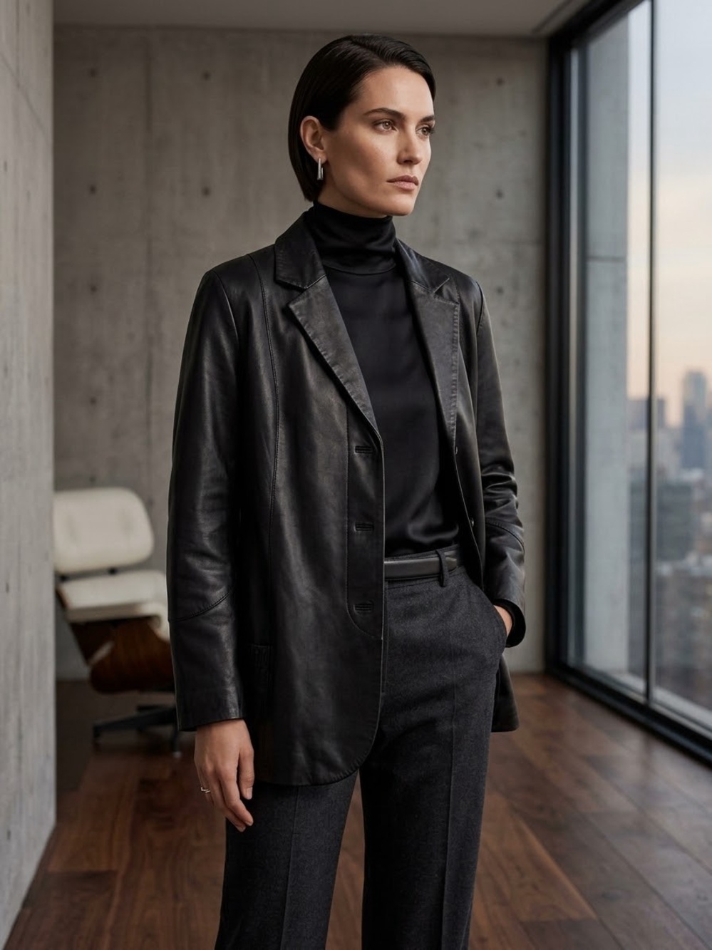 Vince Black 100% Soft Leather Blazer size L